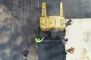 Aerial view of commercial parking lot resurfacing project at Orlando Health campus